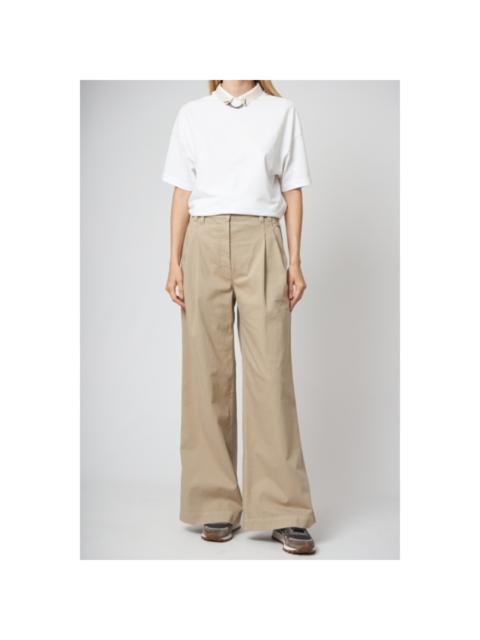 Brunello Cucinelli Brunello Cucinelli Beige Wide-Leg Pleated Trousers