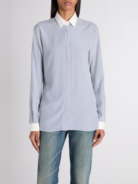 TOM FORD TOM FORD Stripe Silk Button-Up Shirt in Combo Blue/White at Nordstrom