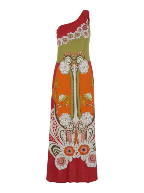 La DoubleJ La Doublej Women 'Clingy Roy' Multicolor One-Shoulder Long Dress With All-Over Print In Silk For Wom