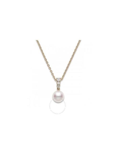 MIKIMOTO Mikimoto Morning Dew 8mm Akoya Pearl & Diamond Pendant Necklace in 18K Yellow Gold