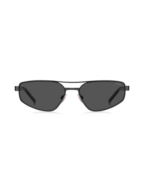 HUGO HUGO 58mm Rectangular Geometric Sunglasses in Matte Black/Grey at Nordstrom