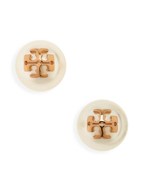 TORY BURCH Tory Burch Moondance Pearl Stud Earrings in Ivory/Tory Gold at Nordstrom