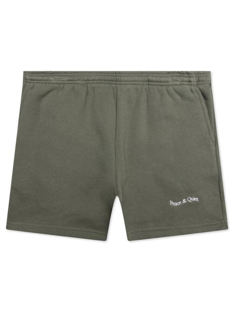 Museum of Peace & Quiet WORDMARK SWEATSHORTS - OLIVE