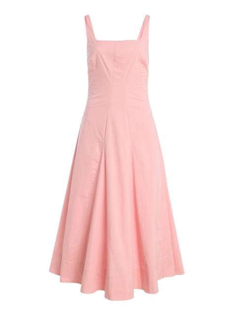 STAUD Willow Stretch-Cotton Midi Dress pink