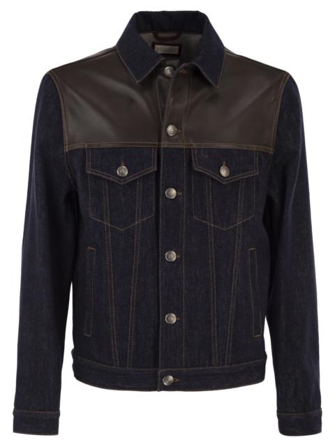 Brunello Cucinelli Brunello Cucinelli Men Cotton Denim Jacket With Leather Details