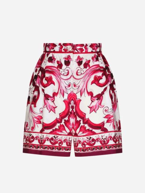 Dolce & Gabbana Majolica Print Poplin Shorts