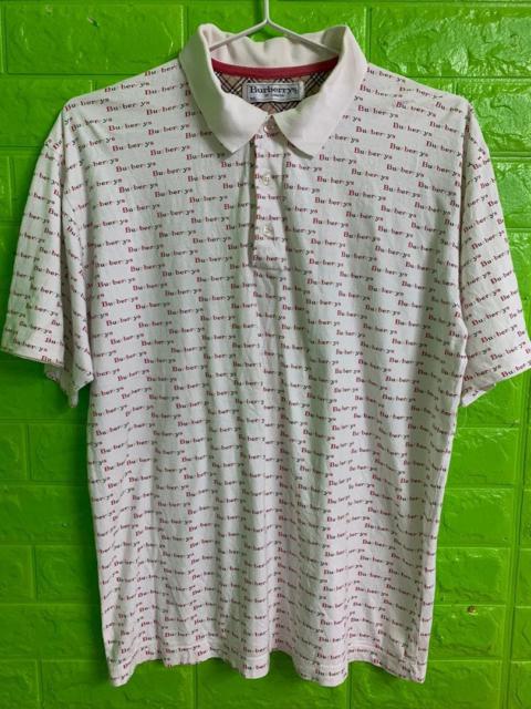 Burberry Burberry’s Wording Full Print Polo Shirt