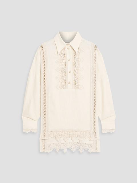Zimmermann Crochet-trimmed linen shirt