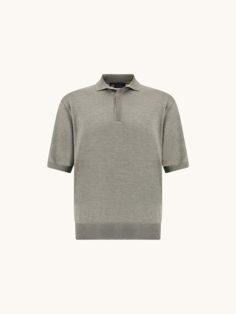 Paul & Shark WOOL AND SILK POLO WITH SUEDE DETAILS