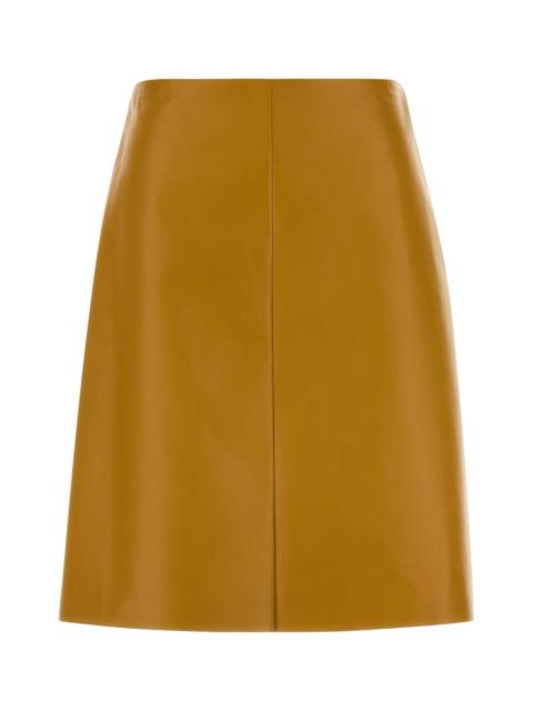 Miu Miu Miu Miu Women Ochre Nappa Leather Skirt