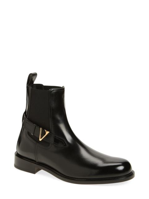 VERSACE Versace VLOGO Chelsea Boot in Black-Versace Gold at Nordstrom