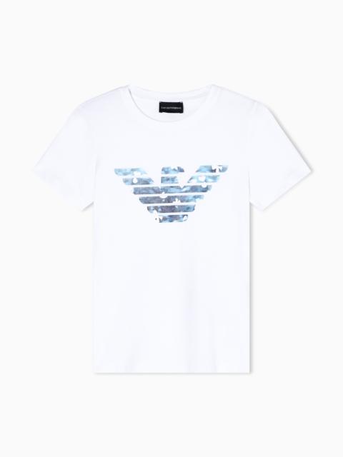 EMPORIO ARMANI ASV STRETCH-JERSEY SLIM-FIT T-SHIRT WITH OVERSIZED EAGLE PATTERN