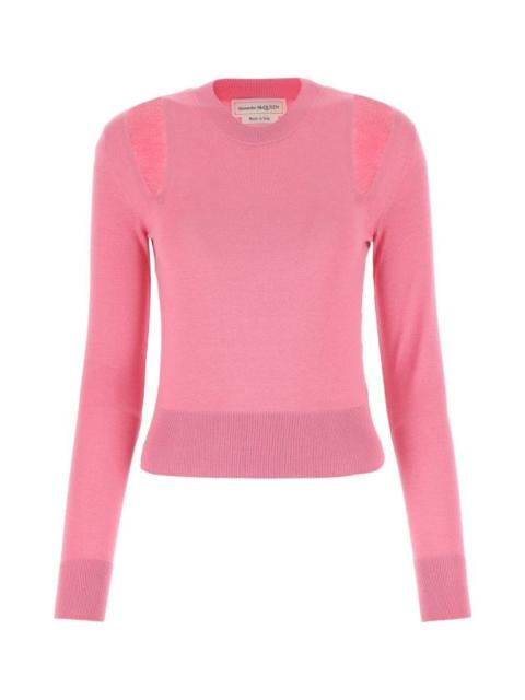 Alexander Mcqueen Woman Pink Silk Blend Sweater
