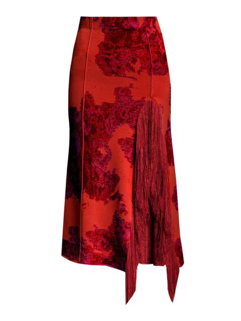 Erdem French Fray Knit Midi Skirt red