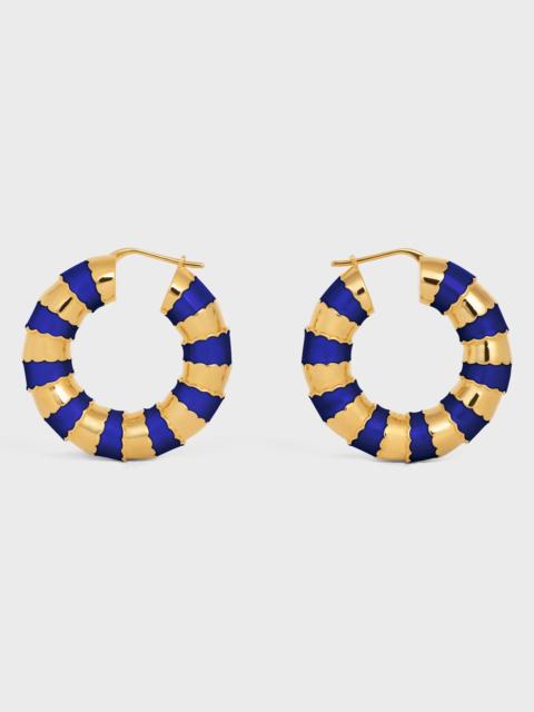 CELINE Frosted Hoops in Enamel and Brass with Gold Finish