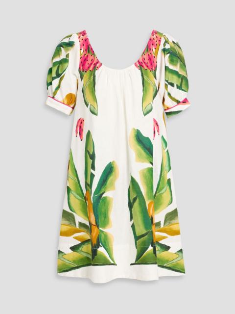 FARM RIO Printed linen-blend mini dress