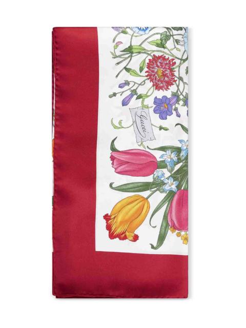 GUCCI Gucci Women Off-White And Red Printed Silk Twill Scarf