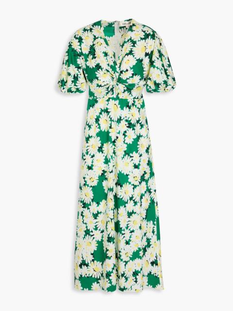 DIANE VON FURSTENBERG Majorie twisted floral-print cotton-blend poplin midi dress