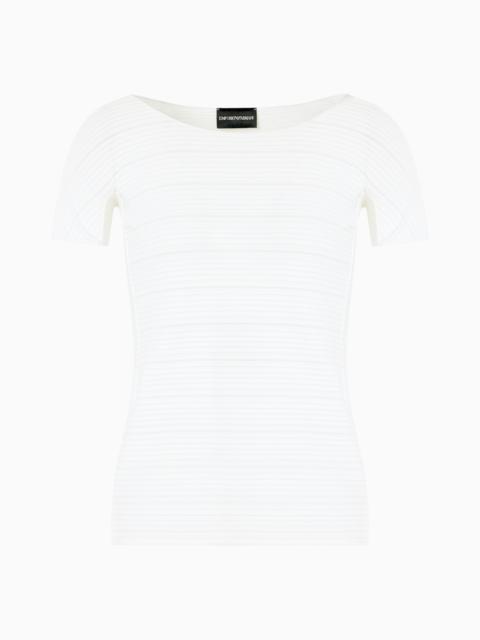 EMPORIO ARMANI STRETCH JACQUARD MOTIF NYLON-JERSEY T-SHIRT