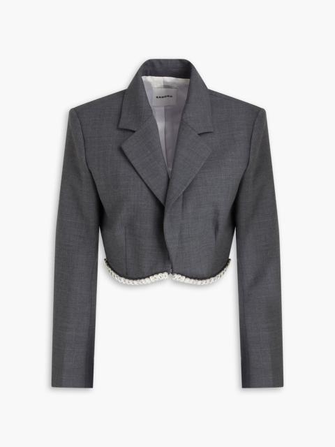 Sandro Crystal-embellished cropped wool-blend twill blazer