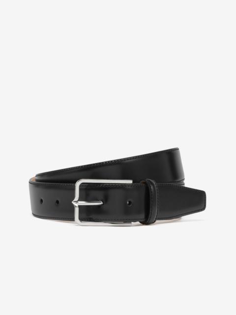 CORNELIANI Black leather belt with silver buckle