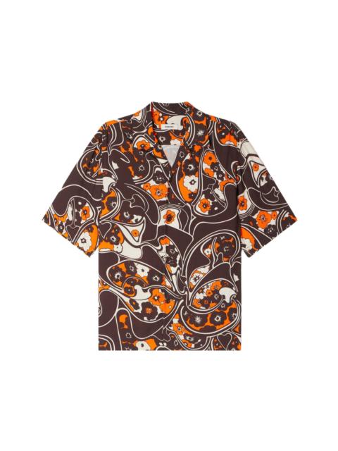 Sandro SANDRO Loose-fit print shark collar shirt in Black Brown at Nordstrom