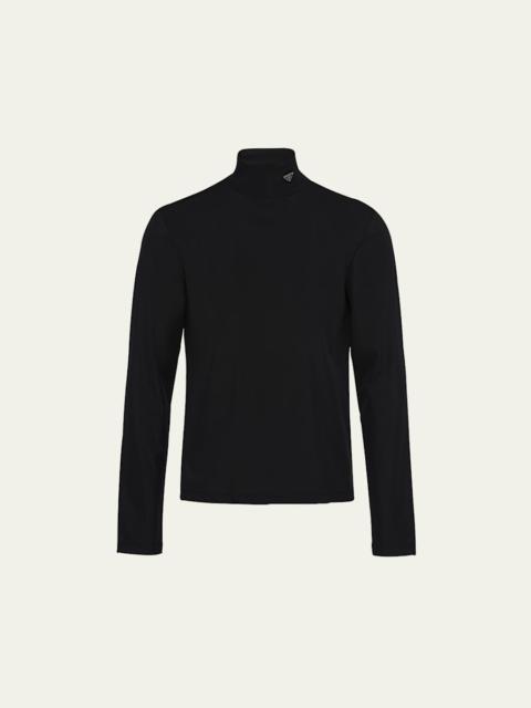 Prada Men's Tech Jersey Mock-Neck Sweater