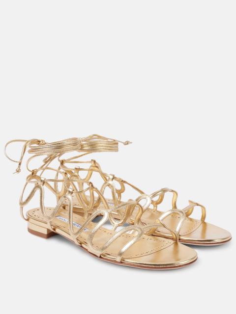 Manolo Blahnik Fawdaflat metallic leather sandals