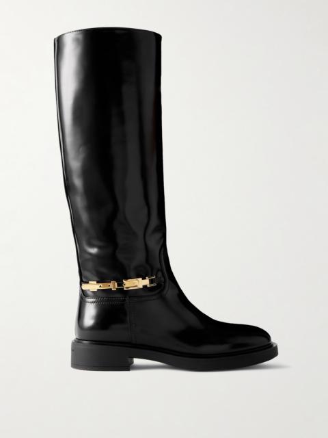 Gianvito Rossi Buckle-embellished Glossed-leather Boots