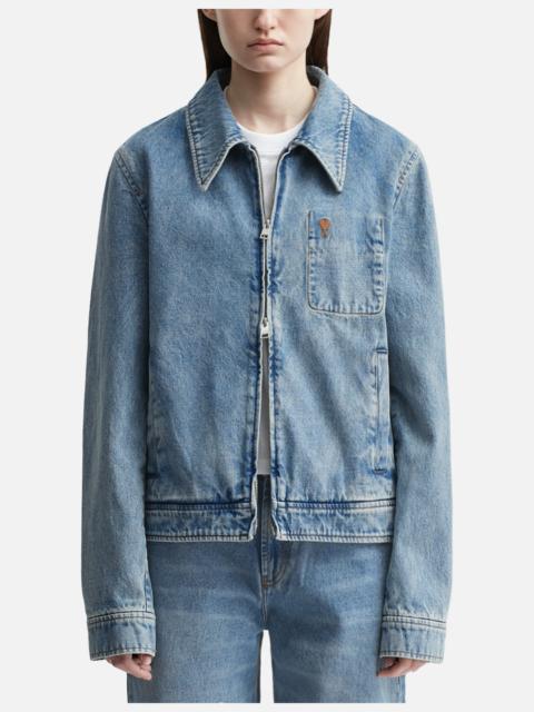 AMI Paris CONTRASTED AMI DE COEUR ZIPPED JACKET