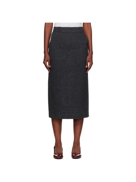 NOTHING WRITTEN Gray Bany Wool Midi Skirt