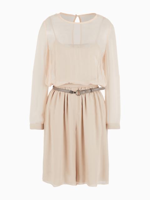 EMPORIO ARMANI Icon silk chiffon and double georgette short jumpsuit with a two-piece effect