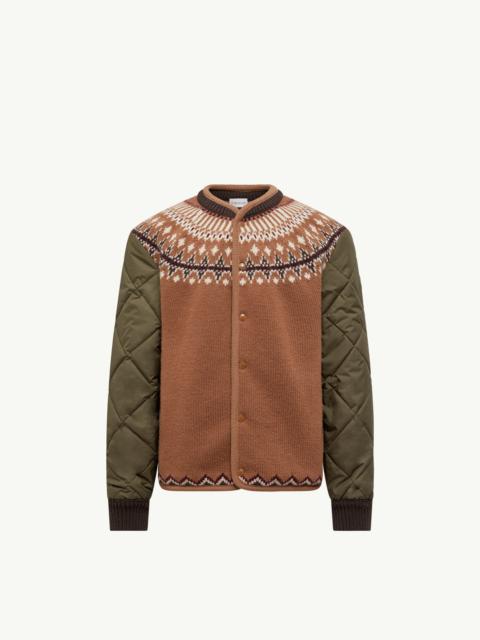 Moncler Padded Geometric Wool Blend Cardigan
