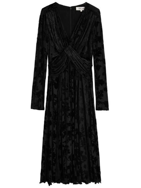 DIANE VON FURSTENBERG Diane Von Furstenberg Strand Flocked Mesh Midi Dress