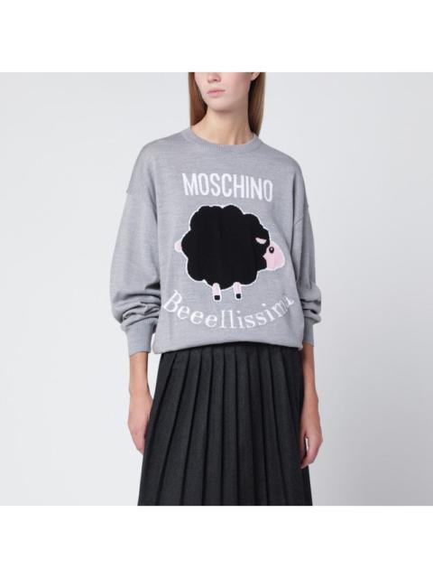 Moschino Moschino Grey Wool Sweater With Intarsia Logo Women