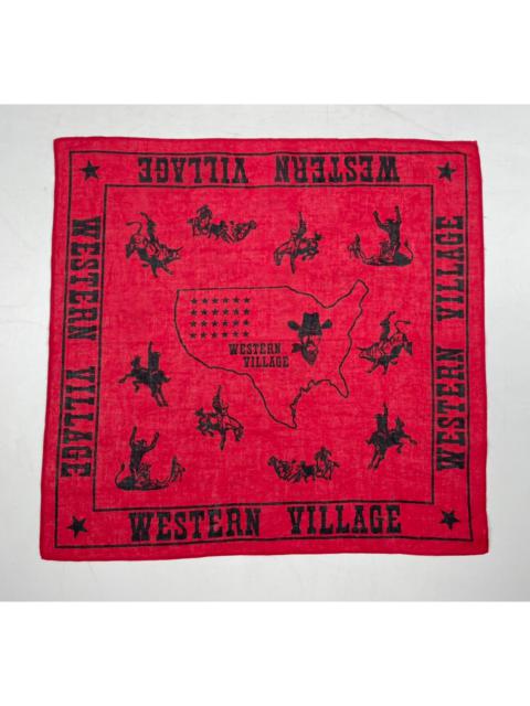 Other Designers Vintage - western village bandana handkerchief neckerchief HC0157