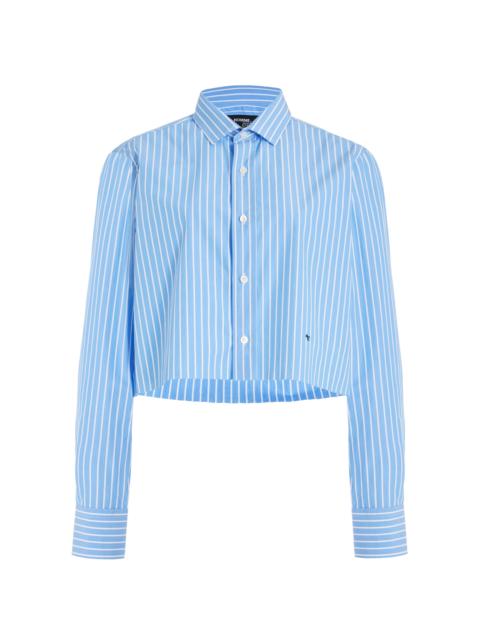 HommeGirls® Striped Cotton Cropped Shirt blue