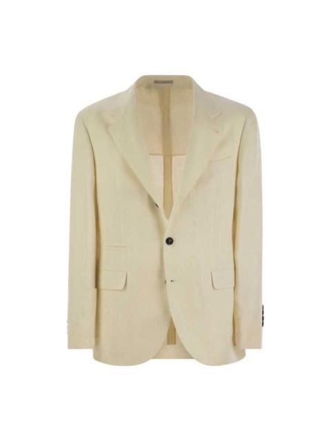 Brunello Cucinelli Brunello Cucinelli Cream Linen Silk Wool Blazer