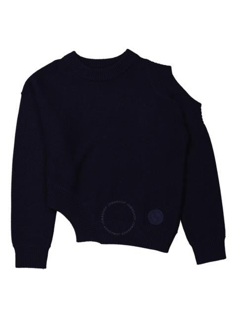 Stella McCartney Stella Mccartney Navy Regenerated Asymmetric Cold-Shoulder Jumper