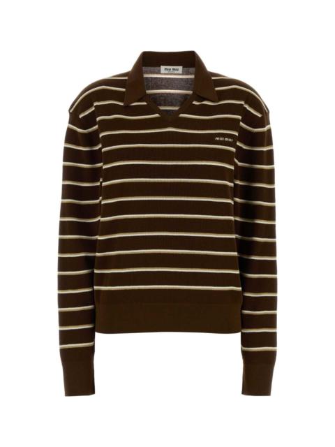 Miu Miu Embroidered Stretch Cotton Blend Polo Shirt