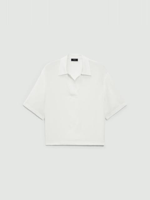 Theory Oversized Polo Shirt in Silk Georgette