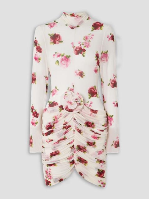 MAGDA BUTRYM Appliquéd gathered floral-print tulle mini dress