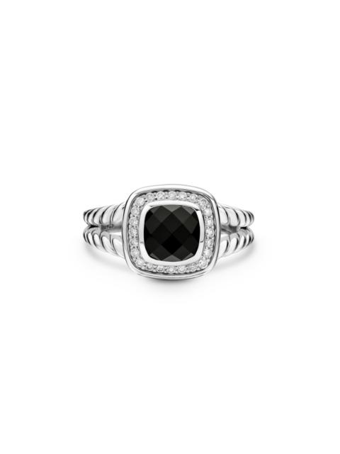 DAVID YURMAN David Yurman Petite Albion® Diamond Halo Cushion Ring in Black Onyx at Nordstrom