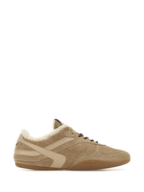 Miu Miu Miu Miu Women Beige Suede Sneakers