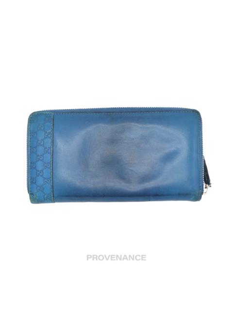 GUCCI Gucci Long Zip Wallet - Blue MicroGuccissima Leather