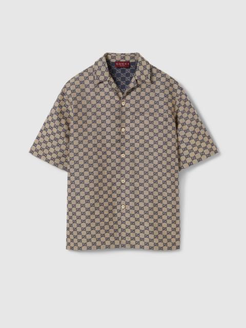 GUCCI GG linen blend canvas shirt