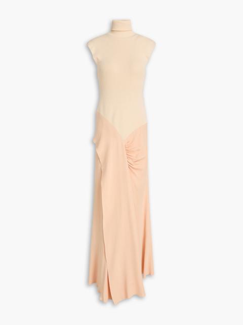 Victoria Beckham Ribbed-knit and crepe turtleneck maxi dress