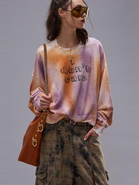 R13 I DON'T CARE CROPPED CREWNECK