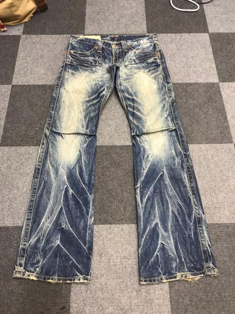 Other Designers Very Rare - FLARE BLUE WAY Japan Designr Thunder Fades Low Rise Denim