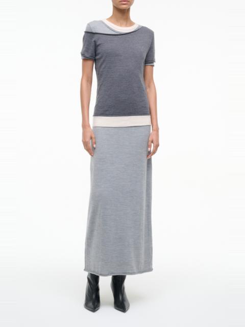 STAUD STAUD Lyric Layered Wool Blend Maxi Dress in Heather Grey Multi at Nordstrom
